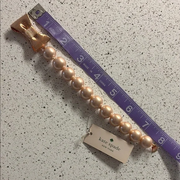 Kate Spade blush “All Wrapped Up in Pearls” Bracelet with Rose Gold Bow - Picture 2 of 4
